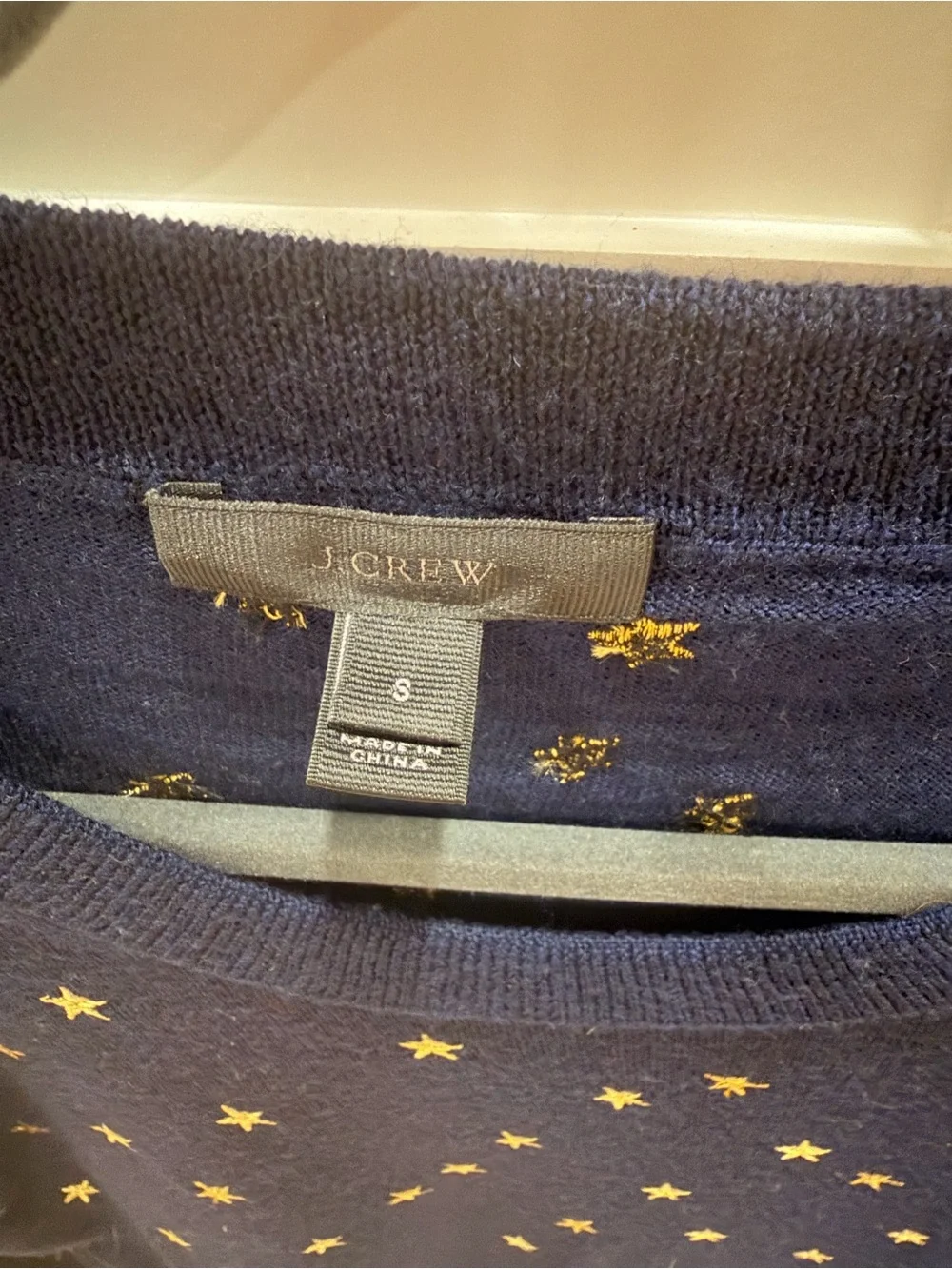 J. Crew Tippi Sweater in Navy Blue with Gold Stars